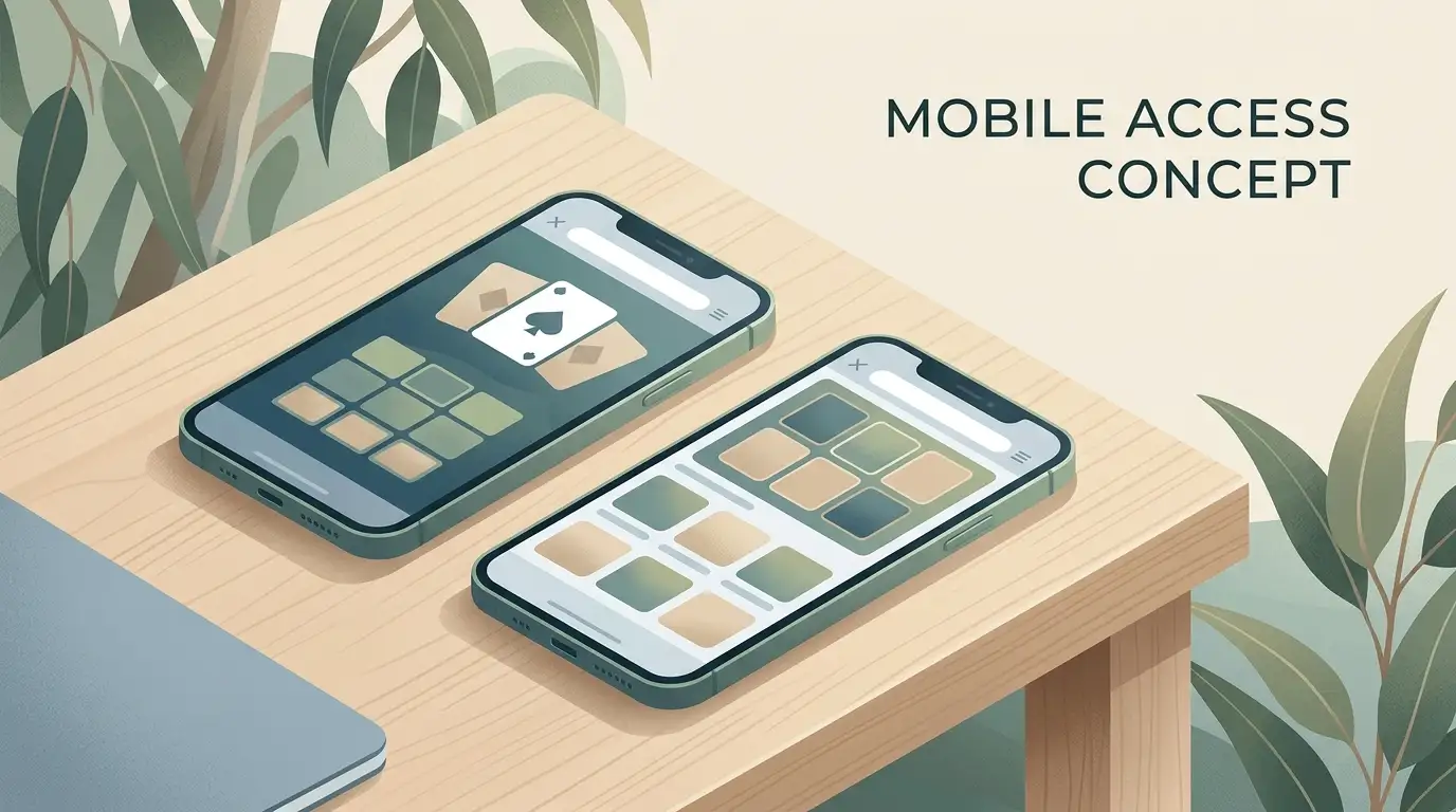 Conceptual mobile casino access illustration with Australian context and no brand logos